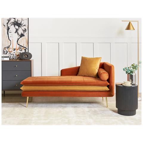 Chaise Longue Versione Destra Gonesse Velluto Arancione - Foto 1