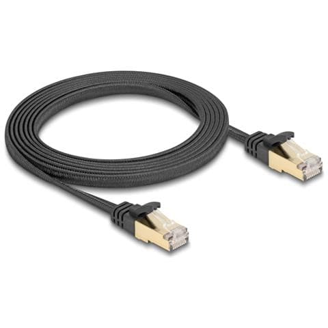 Cavo di rete piatto RJ45 con rivestimento intrecciato Cat. 6A U /FTP maschio-maschio 2 m nero - Foto 3