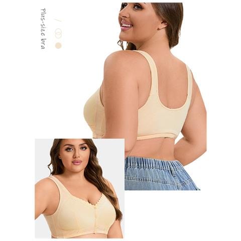 Reggiseno Senza Ferretto In Pizzo Beige, Bralette A Coppa Morbida Con Chiusura Frontale  Xs - Foto 2