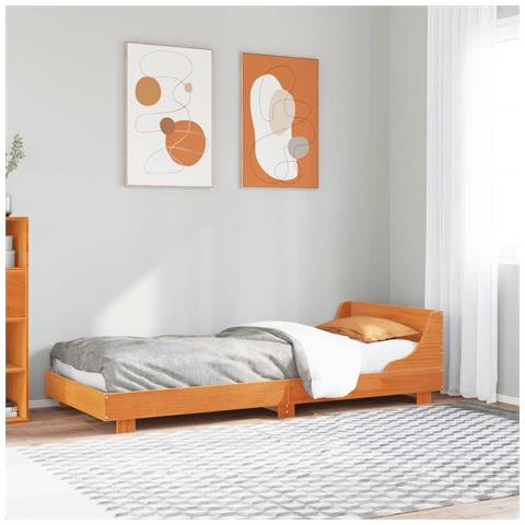 Letto Senza Materasso Marrone Cera 90x200 Cm Legno Di Pino - Foto 1