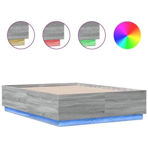 Giroletto Luci Led Grigio Sonoma 135x190 Cm Legno Multistrato - Foto 2
