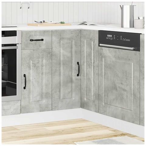 Mobile Base Ad Angolo Cucina Kalmar Grigio Cemento Truciolato - Foto 3