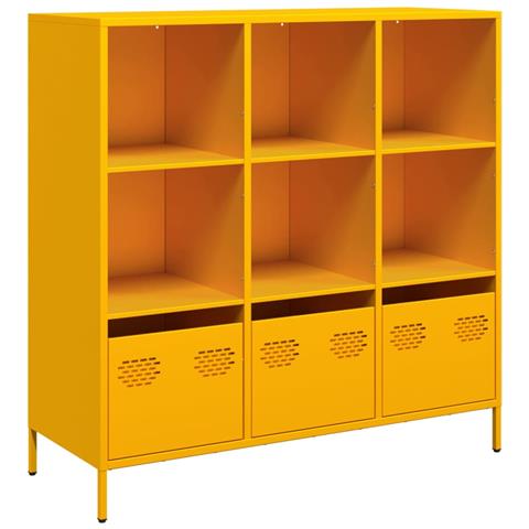 Credenza Giallo Senape 101,5x39x103,5 Cm In Acciaio - Foto 2