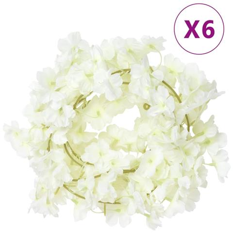 Ghirlande Fiori Artificiali Natale 6 Pz Bianco 180 Cm - Foto 1