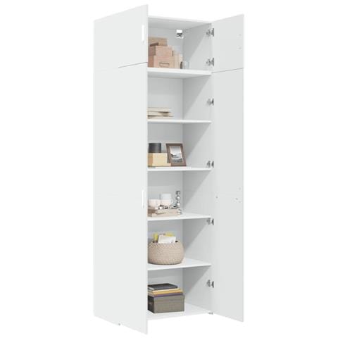 Mobile Portaoggetti Bianco 80x42,5x225 Cm In Truciolato - Foto 3