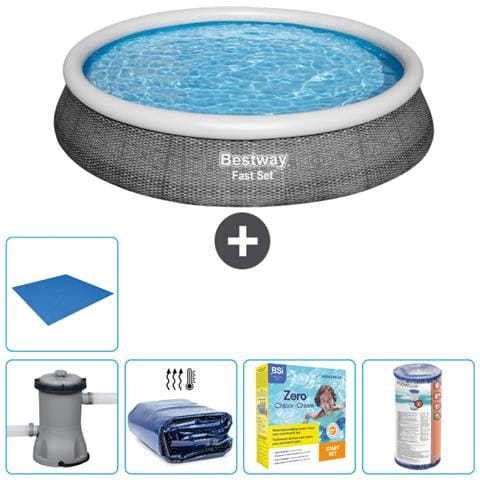 Piscina Fuori Terra - In Giro - 396x84 Cm - Grigio - Include Accessori Coordinati Cb16 - Foto 1