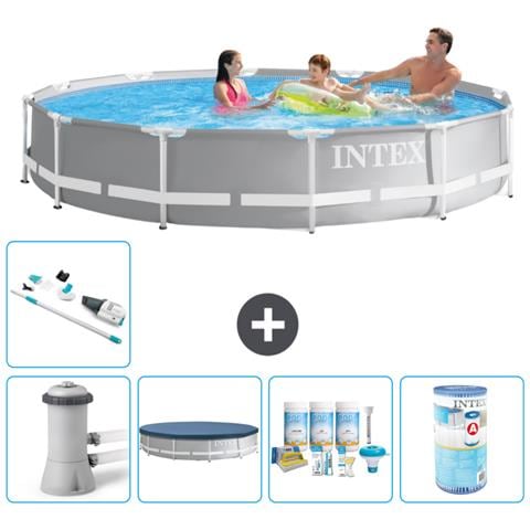Piscina Fuori Terra - In Giro - 366x76 Cm - Grigio - Include Accessori Coordinati A2081 - Foto 1