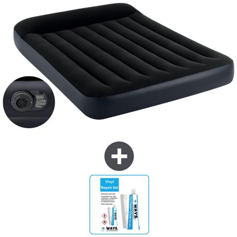 Set Materassino Gonfiabile - 191x137x25 Cm - Blu Scuro - Include Accessori Coordinati Cb21 - Foto 1