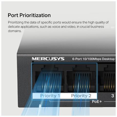 6-Port 10/100Mbps Desktop Switch with 4-Port PoE+ - MS106P - Foto 6