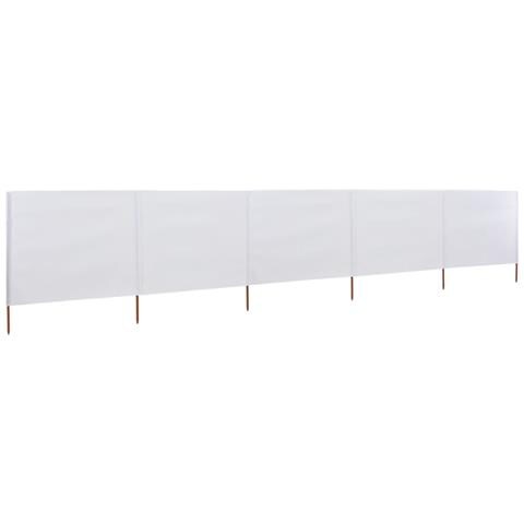 Paravento A 5 Pannelli In Tessuto 600x160 Cm Bianco Sabbia - Foto 1