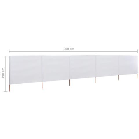 Paravento A 5 Pannelli In Tessuto 600x160 Cm Bianco Sabbia - Foto 6
