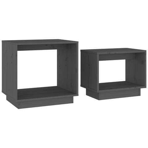 Tavolini Da Salotto Ad Incastro 2 Pz Grigi In Legno Di Pino - Foto 1