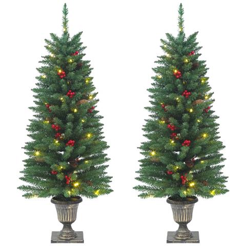 Lusso Casadino -  Alberi Di Natale Artificiali 2 Pz Con 100 Led Verde 120 Cm - Foto 2