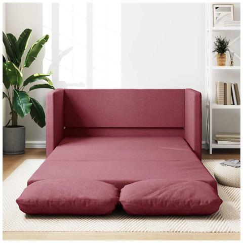 Divano Letto da Terra 2 in 1 Rosso Vino 112x174x55cm Tessuto - Foto 2