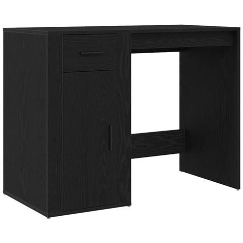 Scrivania Nero Rovere 100x49x75 cm Legno ingegnerizzato - Foto 1