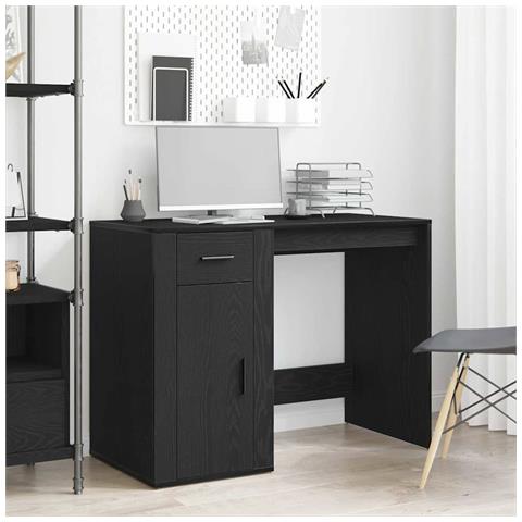 Scrivania Nero Rovere 100x49x75 cm Legno ingegnerizzato - Foto 2