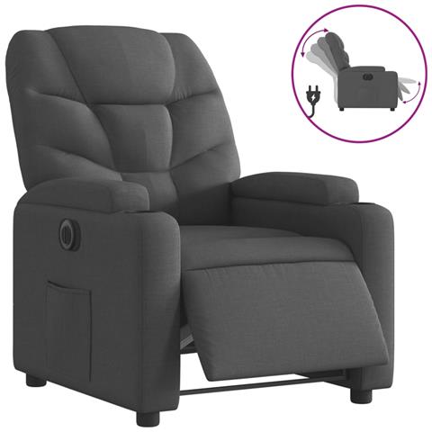 Poltrona Elettrica Reclinabile Grigio Scuro in Tessuto - Foto 1