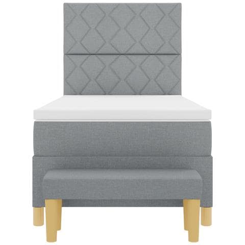 Letto con rete a doghe con materasso e panchina grigio chiaro 90x200 cm tessuto - Foto 9