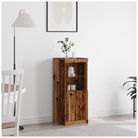 Sideboard  con luci LED in legno antico 41x37x100 cm - Foto 2