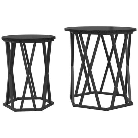 Tavolini 2 pz Nero Rovere Legno Ingegnerizzato - Foto 1