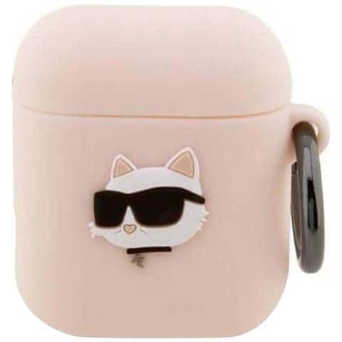 Cover Airpods 1 / 2 Generazione Choupette Head 3d In Silicone Di Alta Qualità, Rosa - Foto 1