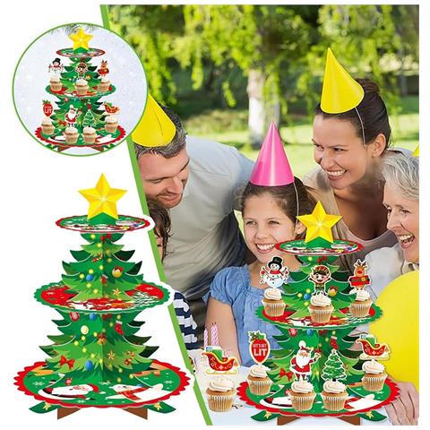 Alzatina Per Cupcake Natalizia A 3 Livelli In Cartone Per Natale - Foto 2