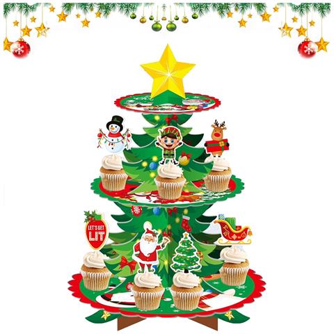 Alzatina Per Cupcake Natalizia A 3 Livelli In Cartone Per Natale - Foto 1