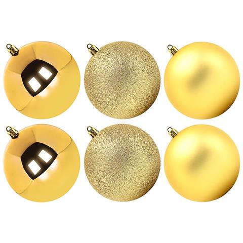 Set Di 6 Grandi Palle Di Natale 3 Tipi 10 Cm Per Natale Dorate - Foto 1