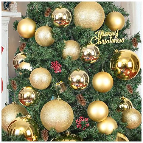 Set Di 6 Grandi Palle Di Natale 3 Tipi 10 Cm Per Natale Dorate - Foto 5