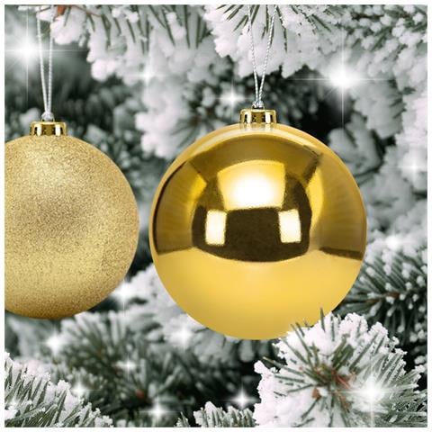 Set Di 6 Grandi Palle Di Natale 3 Tipi 10 Cm Per Natale Dorate - Foto 2
