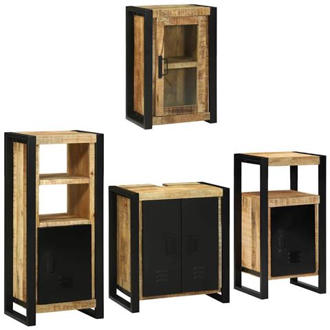 Set di mobili per il bagno 4 pcs Legno di mango massello - Foto 1