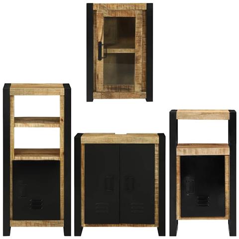 Set di mobili per il bagno 4 pcs Legno di mango massello - Foto 9