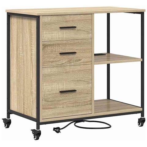 Mobile per Ufficio con ruota rovere sonoma 76 x 41 x 72 cm - Foto 1