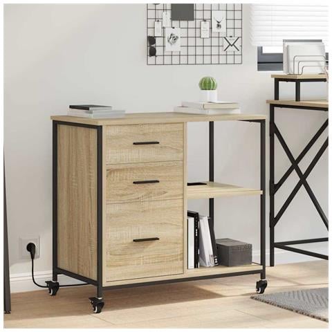 Mobile per Ufficio con ruota rovere sonoma 76 x 41 x 72 cm - Foto 2