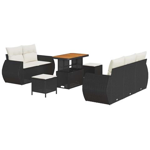 Set Divano da Giardino 8 pcs Nero e crema 90 x 55 x 71 cm - Foto 1