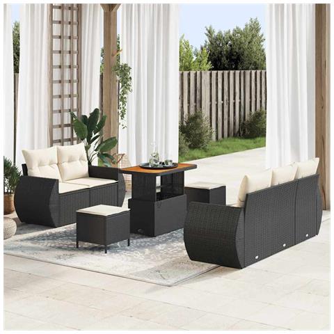 Set Divano da Giardino 8 pcs Nero e crema 90 x 55 x 71 cm - Foto 2