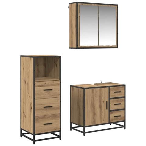 Set di mobili per il bagno con porta 3 pcs rovere artigianale - Foto 1