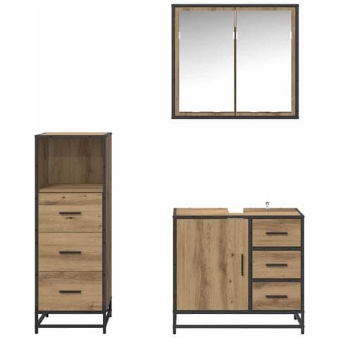 Set di mobili per il bagno con porta 3 pcs rovere artigianale - Foto 9