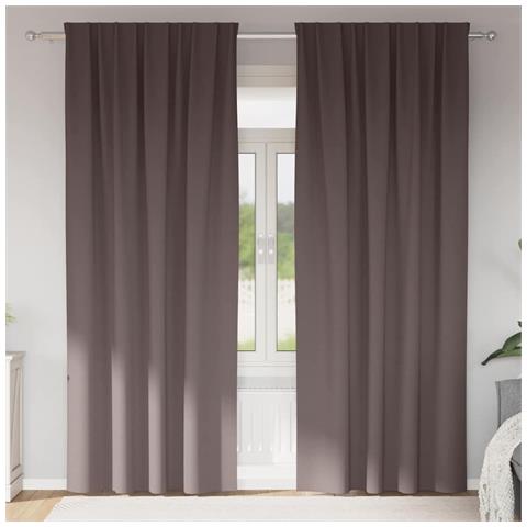 Tende con tende 2 pcs Marrone scuro 260x140cm Poliestere - Foto 2
