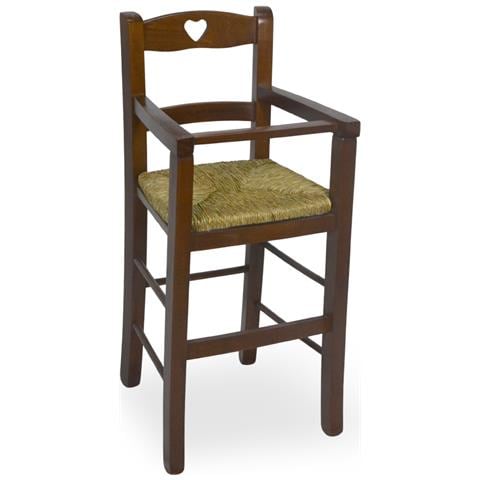 Seggiolone In Legno Noce Scuro Con Schienale A Cuore E Seduta In Paglia Palustre - Foto 2