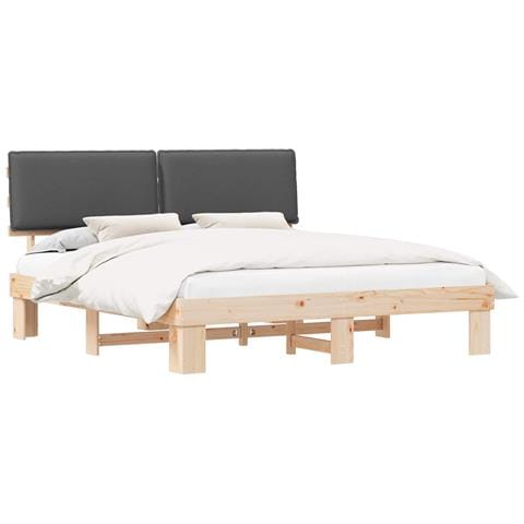 Letto con Testiera Rivestita Grigio scuro 200 x 200 cm - Foto 1