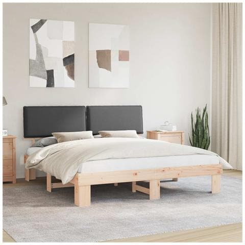 Letto con Testiera Rivestita Grigio scuro 200 x 200 cm - Foto 2
