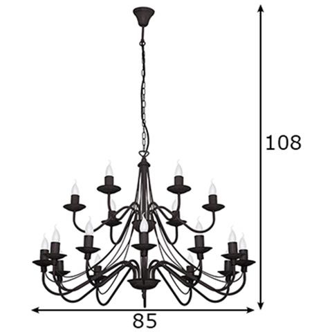 Lampadario in metallo da 85 cm, nero, luce per soggiorno, luce da soffitto per camera da letto - Foto 1