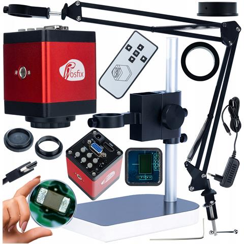 Set Braccio Regolabile Per Microscopio Digitale Odm-180x + Piattaforma Odm-100x + Camera Draco Red Pro Kmdbp-hdmi-vga 2mp - Alta Qualità E Stabilità, Compatibile Con Obiettivi Microscopici, Interfaccia Hdmi /vga, Sensore 2mp - Foto 1