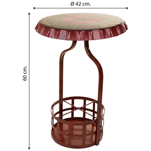 Tavolo Portabottiglie In Metallo Rosso 42x42x60h - Foto 5