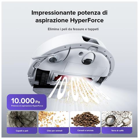 Q10 S5 Robot Aspirapolvere, 10.000Pa, Panno Sollevabile, Pulizia VibraRise 2.0 (3000 volte /min), Anti-groviglio, Evitamento degli Ostacoli, Strategie dei Tappeti, Controllo APP, Bianco - Foto 2