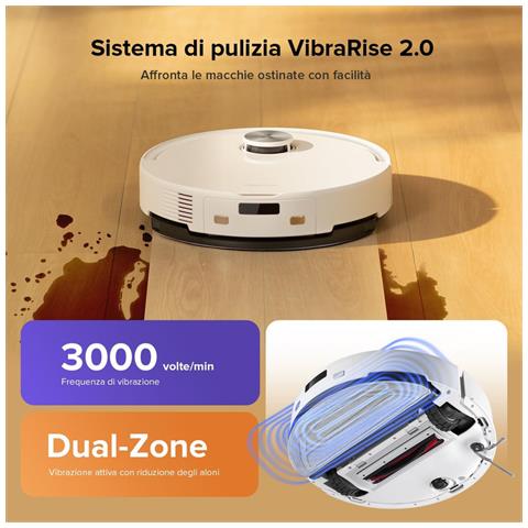 Q10 S5 Robot Aspirapolvere, 10.000Pa, Panno Sollevabile, Pulizia VibraRise 2.0 (3000 volte /min), Anti-groviglio, Evitamento degli Ostacoli, Strategie dei Tappeti, Controllo APP, Bianco - Foto 9