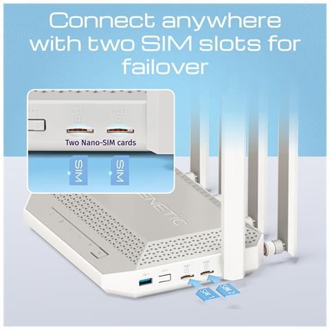 Hero 5G (KN-4110) Modem Router 5G Wi-Fi 6 Mesh AX3000 con 2 slot SIM, 1 porta 2,5G e smart switch 4 porte a 1Gb, porte USB 3.0 e 2.0 multifunzione - Foto 2