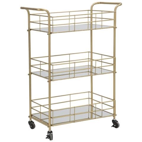 Carrello Glam A 3 Ripiani Con Struttura Oro E Piani Specchiati 60x30,5x80 Cm - Foto 1