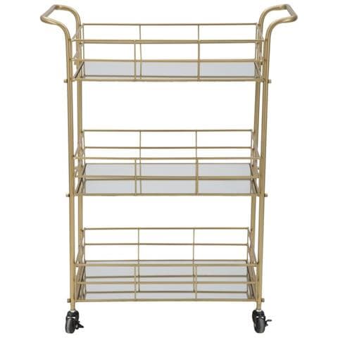 Carrello Glam A 3 Ripiani Con Struttura Oro E Piani Specchiati 60x30,5x80 Cm - Foto 2